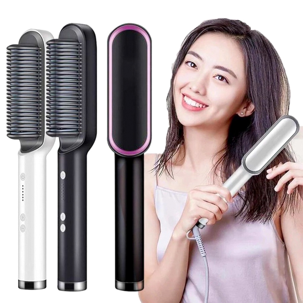 NEW PRODUK FH909 Sisir Catokan Sisir Pelurus Rambut Elektrik Catok Rambut 2 in 1