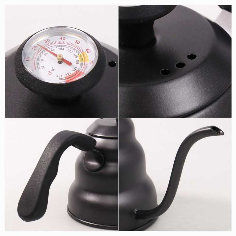 One Two Cups Teko Kopi coffee Maker Pot Drip Kettle with Thermometer - KE4012 hitam 955ml