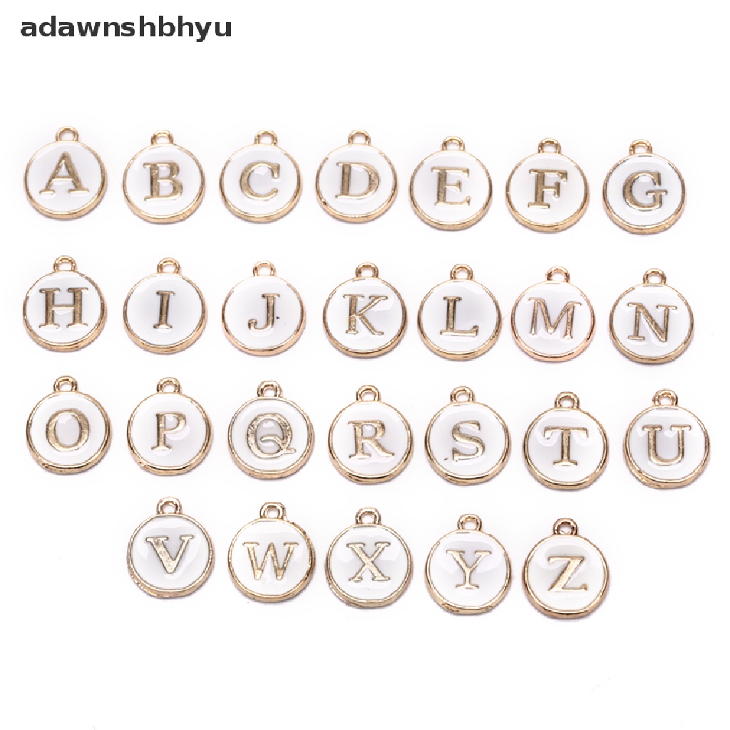 Adawnshbhyu 26Pcs Huruf Alfabet Ch Inisial Huruf Gelang Perhiasan DIY Craft Making ID