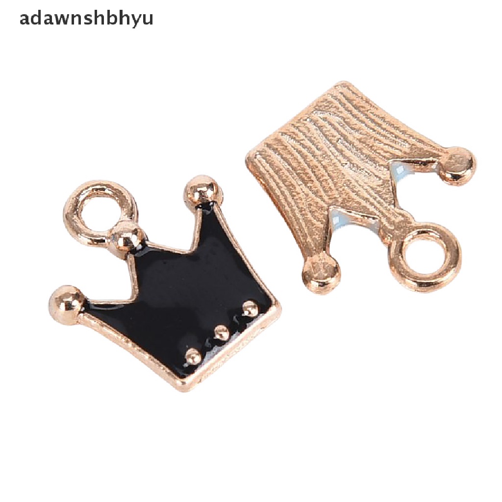 Adawnshbhyu 10Pcs /Set Enamel Alloy Mahkota Kecil Ch Liontin Perhiasan DIY Membuat Craft Hadiah ID