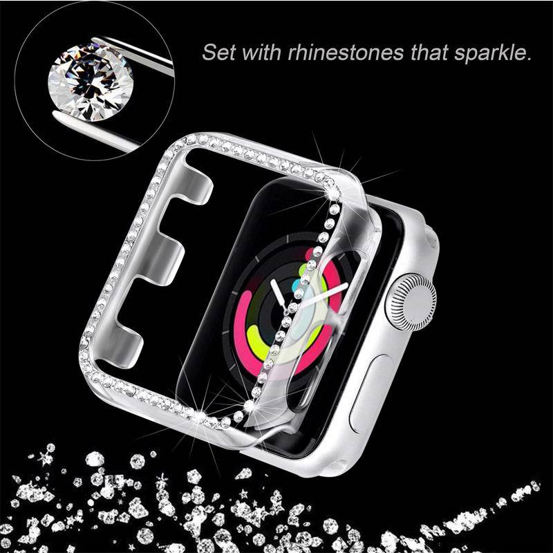 Cover case Untuk Apple Watch Series8 7 6 5 4 3 2 1 SE SE2 Wanita Diamond Pelindung Cases Untuk iWatch 45mm 41mm 44mm 42mm 40mm 38mm