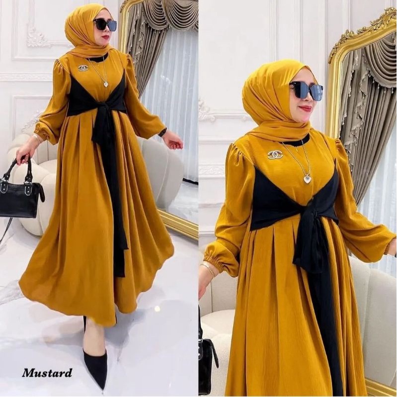 Gamis Lesty  Viral / Gamis Modern Masa kini/ Gamis Crinkle Airflow