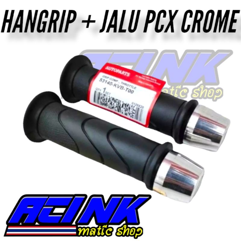 Handfat Handgrip sarung gas original honda + jalu stang crome pcx beat scoopy vario