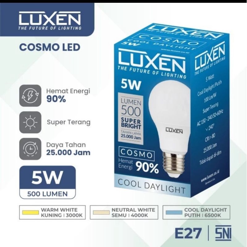 Lampu LED Bulb LUXEN COSMO 5W E27 Bergaransi