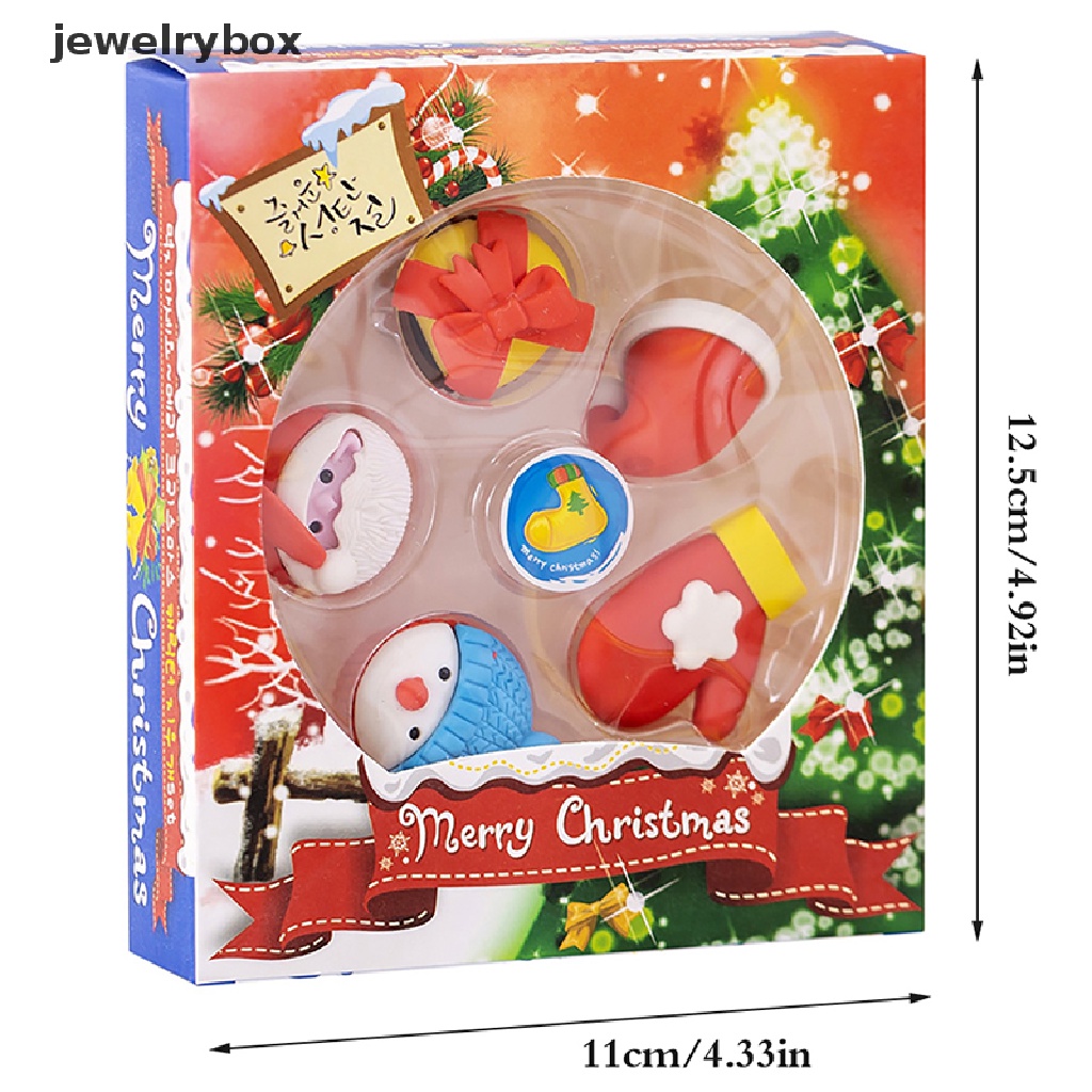[jewelrybox] 1set Set Anak Christmas Eraser Set Alat Tulis Natal Kado Siswa Sekolah Tk Perlengkapan Sekolah Stationery Set Butik