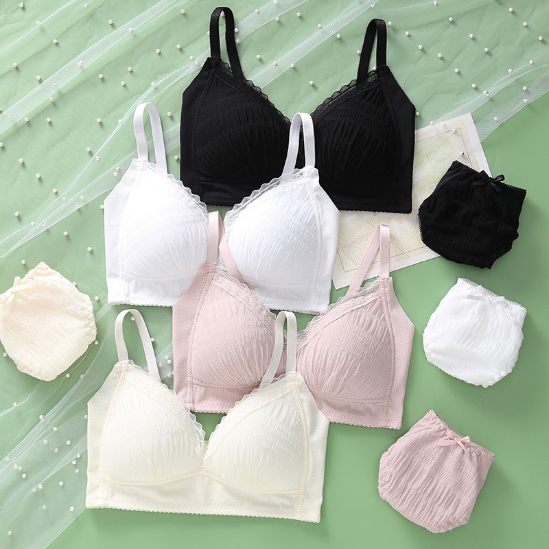 KUALITAS BAGUS  Bra / BH cewek wanita import korea TANPA KAWAT seksi renda KR044 premium elegant