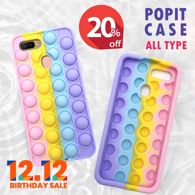 OPPOLIA Casing Pop it Phone Case Rainbow Vivo Y20/Y20S/Y12S/Y20i/Y17/Y15/Y13/Y11/12/Y19/Y5S/Y66/Y67/