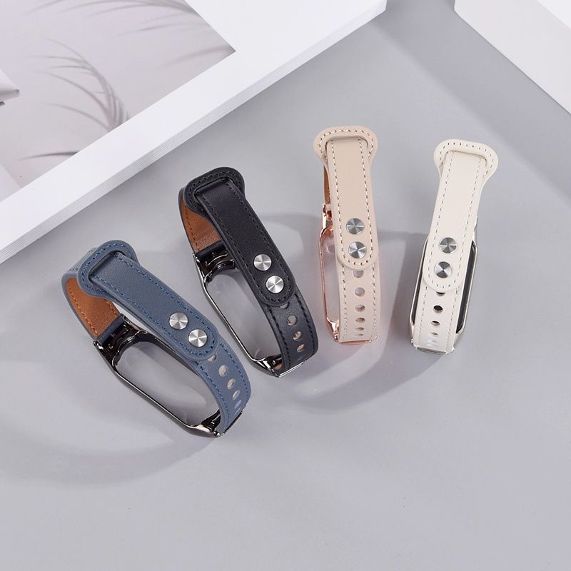 Tali pengganti Xiaomi Band Leather Strap Mi Band 3 4 5 6 Strap martwatch M6 M7 S Replacement Band