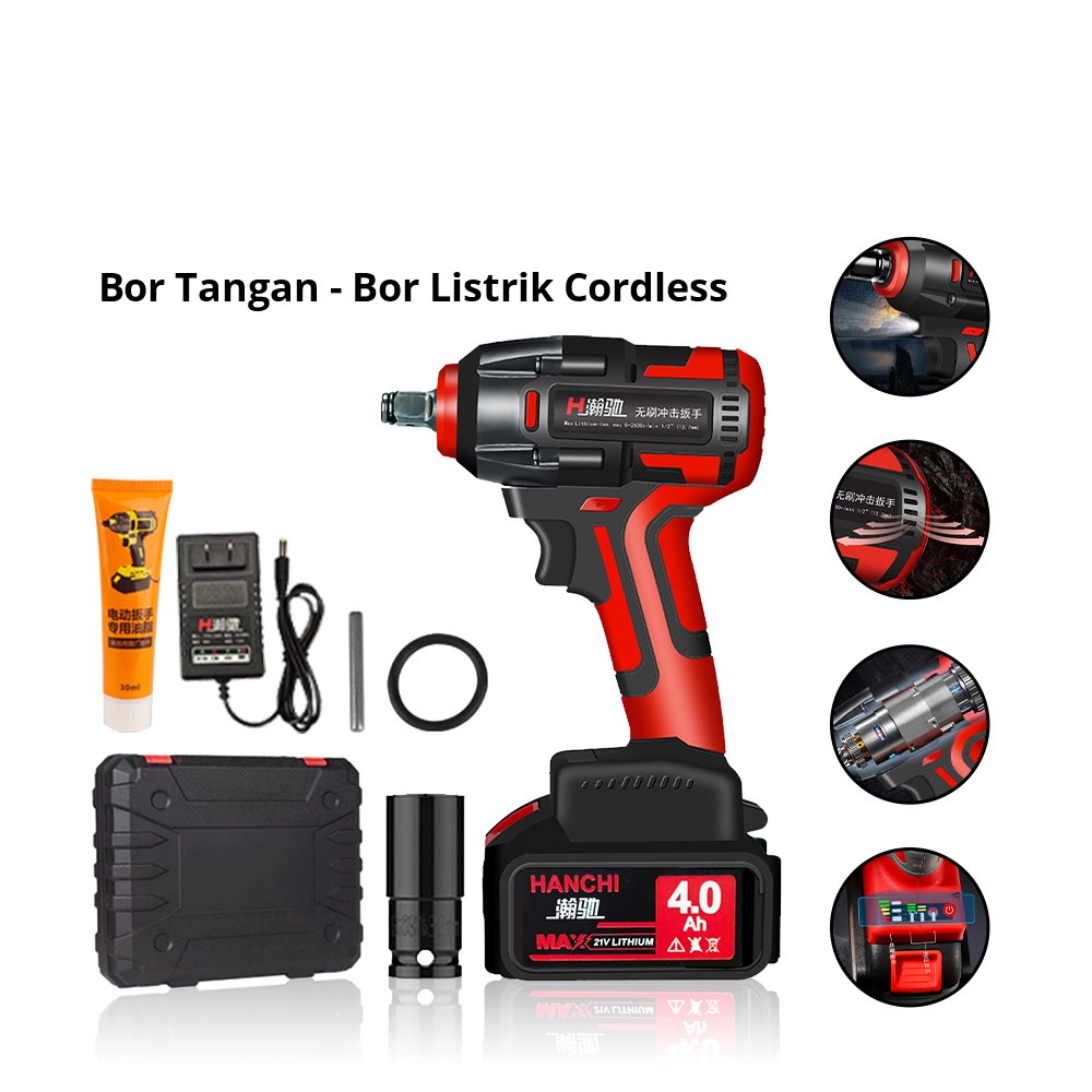 Set Bor Mini 21V Mesin Bor Obeng Lithium Cordless drill-full set di Lengkapi dengan Mata Bor