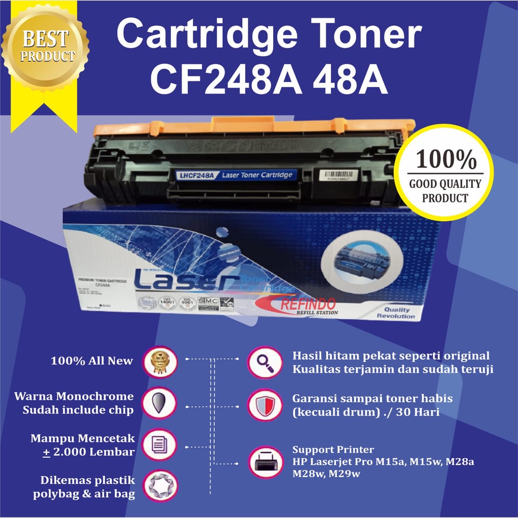 Toner Cartridge Compatible HP CF248A 48A Printer M15A M28A M29W Plus Chip