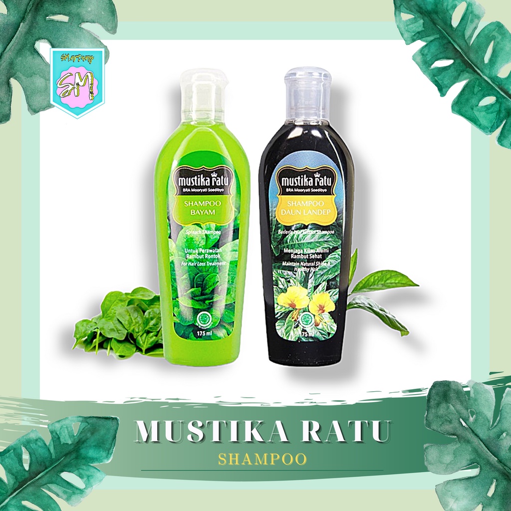 Mustika Ratu Shampoo 175 ML | Bayam Mengurangi Rambut Rontok | Daun Landep untuk Merawat Kilau Alami Rambut | 175ML Shampo Sampo