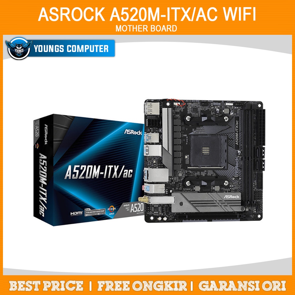 ASRock A520M-ITX/ac WIFI | Motherboard AMD AM4 A520 Mini-ITX