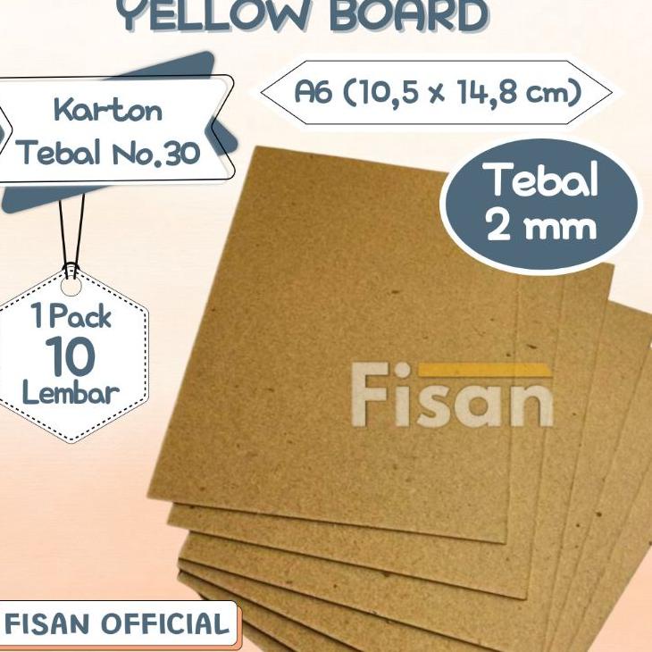 

➩ 10 Pcs Karton Tebal A6 Yellow Board No.30 Tebal 2 mm ➺