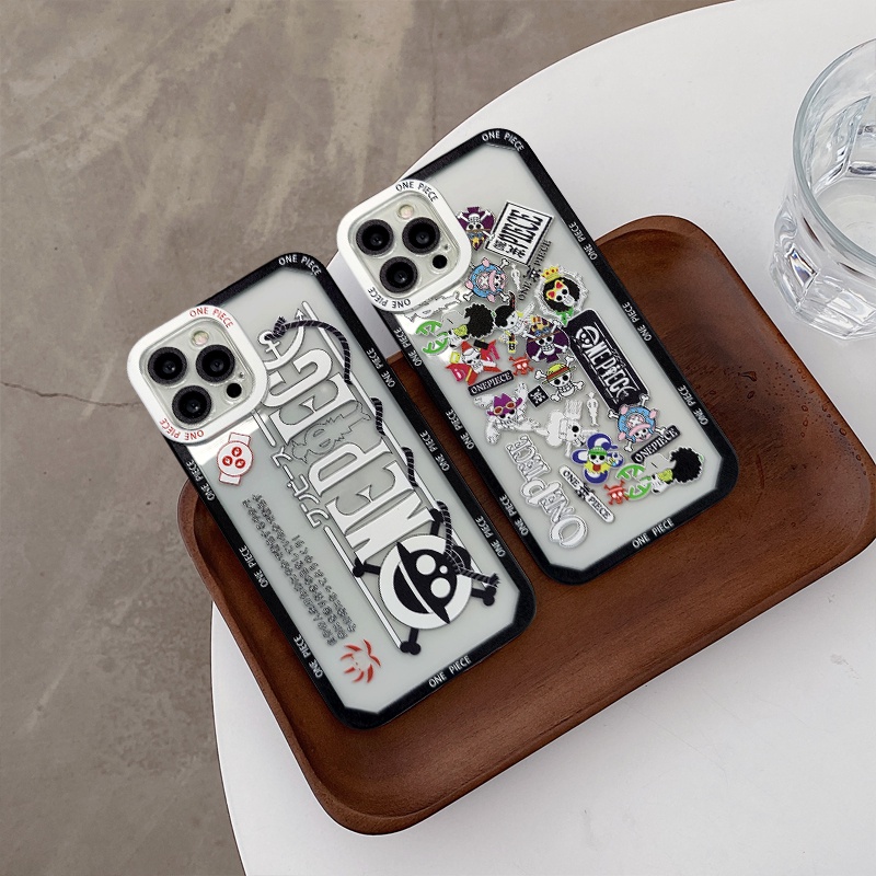 IPHONE Casing Ponsel Lembut Kartun Tahan Guncangan Untuk Iphone7 8 Plus11 12 13 Pro XS Max 6 6s 7 8xr X SE 2020 14 Pro Max Kartun Motif One Piece Bening Lembut TPU Belakang Transparan Pasangan Case