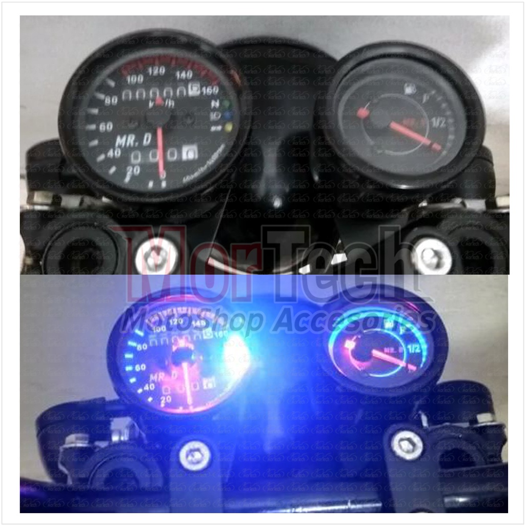 Paket Murah Speedometer Kilometer plus Indikator Jarak Tempuh LED & Fuel Meter Bensin Jarum Analog M