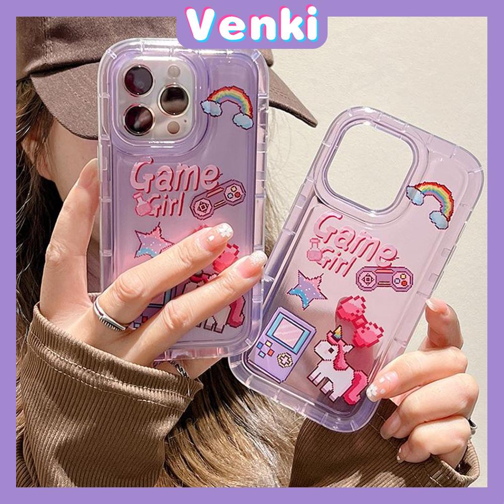 Case For iPhone 14 Pro Max TPU Soft Jelly Airbag Clear Pink Case Cute Rainbow Unicorn Camera Protection Shockproof For iPhone 14 13 12 11 Plus Pro Max 7 Plus X XR