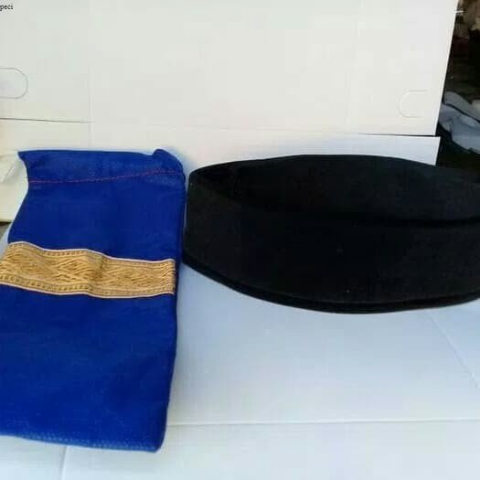 Songkok Cak Lontong bludru hitam tinggi 6cm