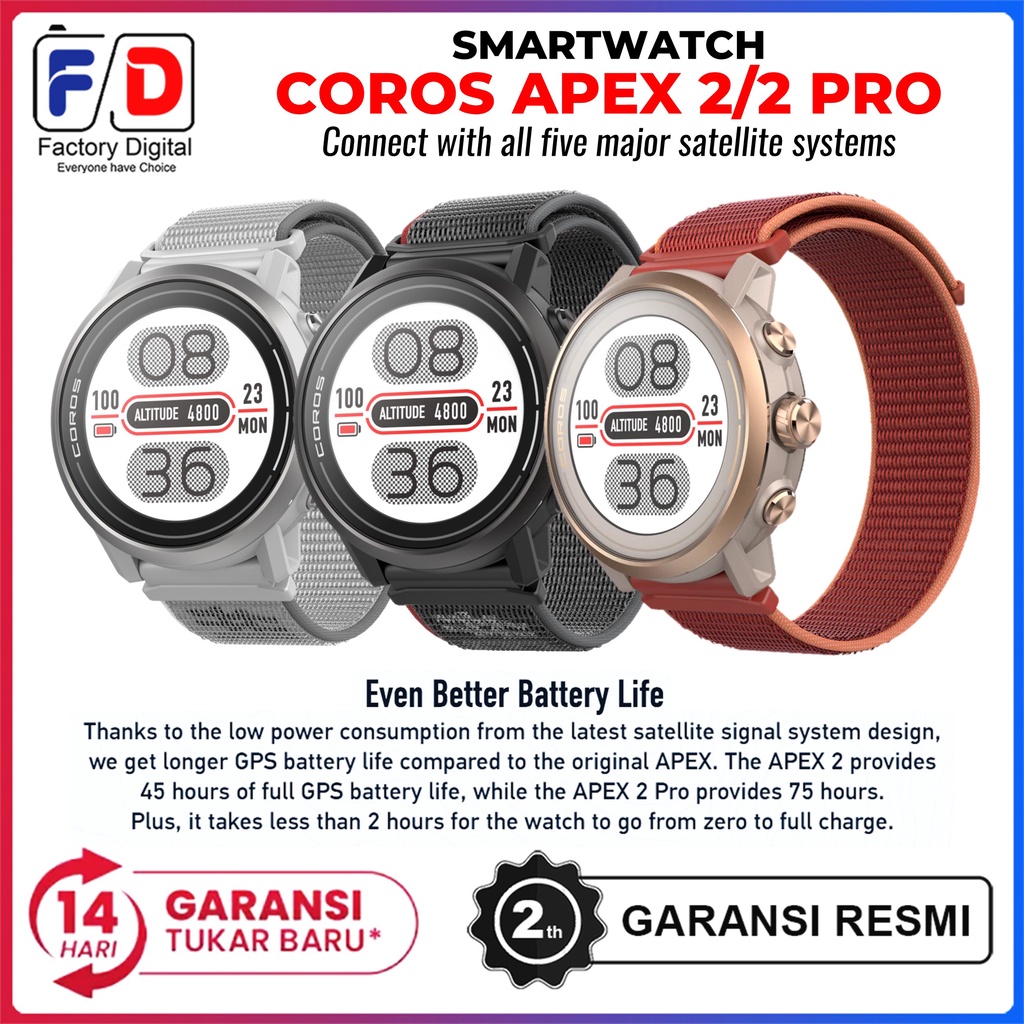 Jam Tangan Coros APEX 2 Coros APEX 2 Pro GPS Outdoor Smartwatch - New