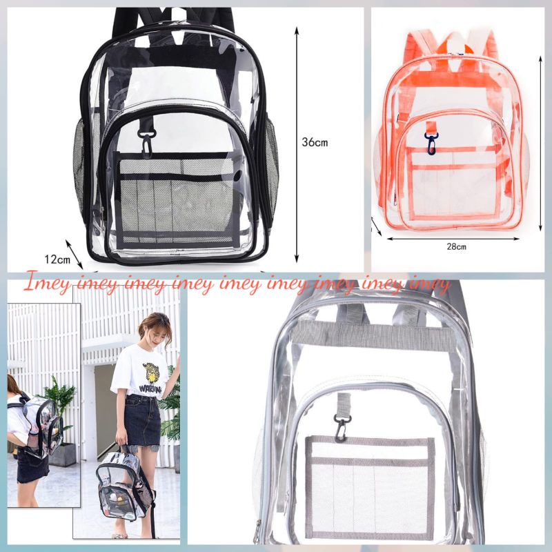 Tas Ransel Backpack Mika Pvc Transparant Unisex Remaja Korean Style