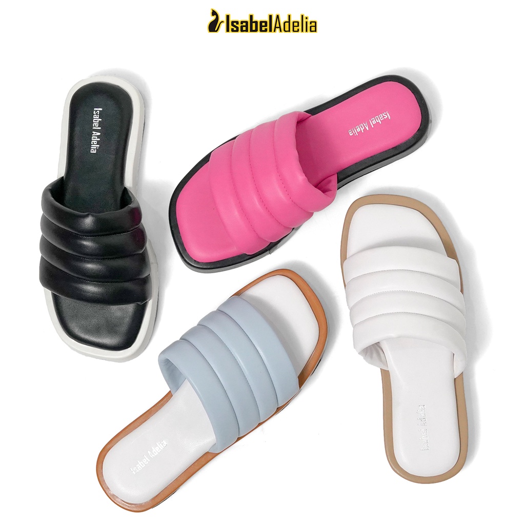 Isabel Adelia Sendal ALTO Sandal Slop Wanita Hitam Putih Fuschia Biru