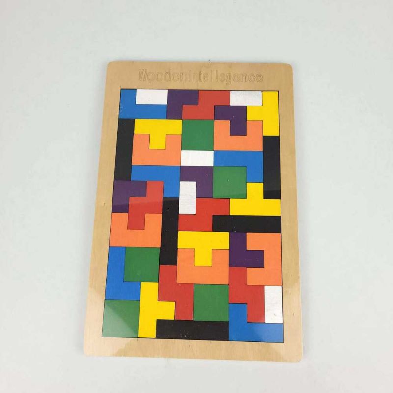 Mainan Puzzle Tangram Tetris Wooden Intelligence - WO01 Melatih Kreatifitas dan Kecerdasan Otak Anak