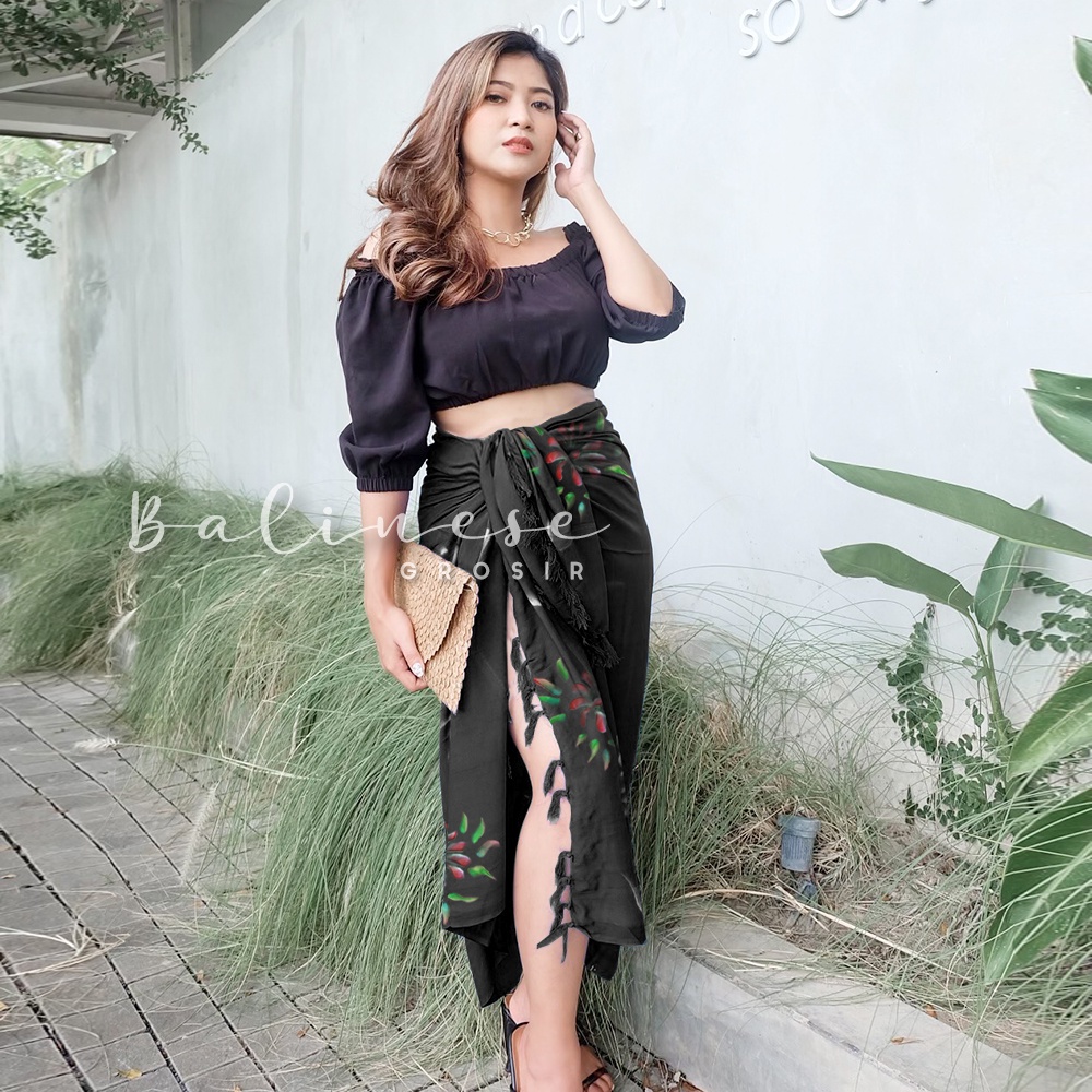 Kain Pantai Bali Motif Bunga Lukis