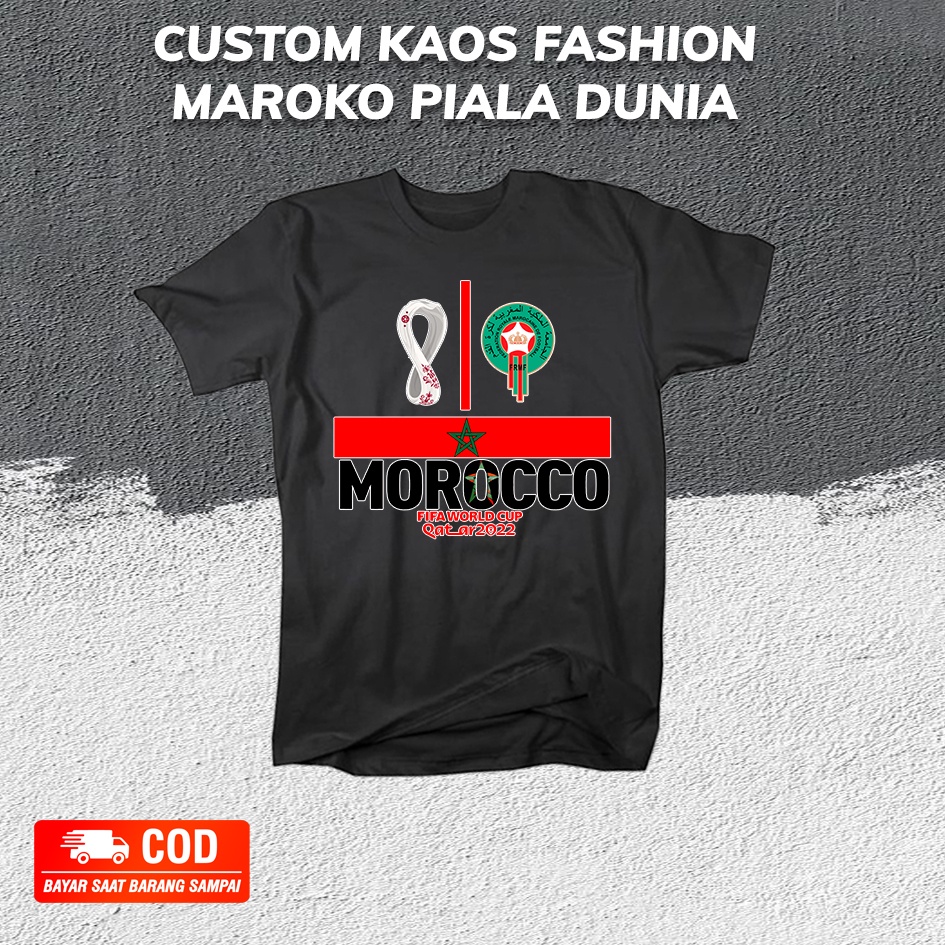 KAOS BOLA MAROKO PIALA DUNIA 2022 T-SHIRT FOOTBALL NATION TIMNAS NEGARA MOROCCO - BAJU KAOS TIMNAS M