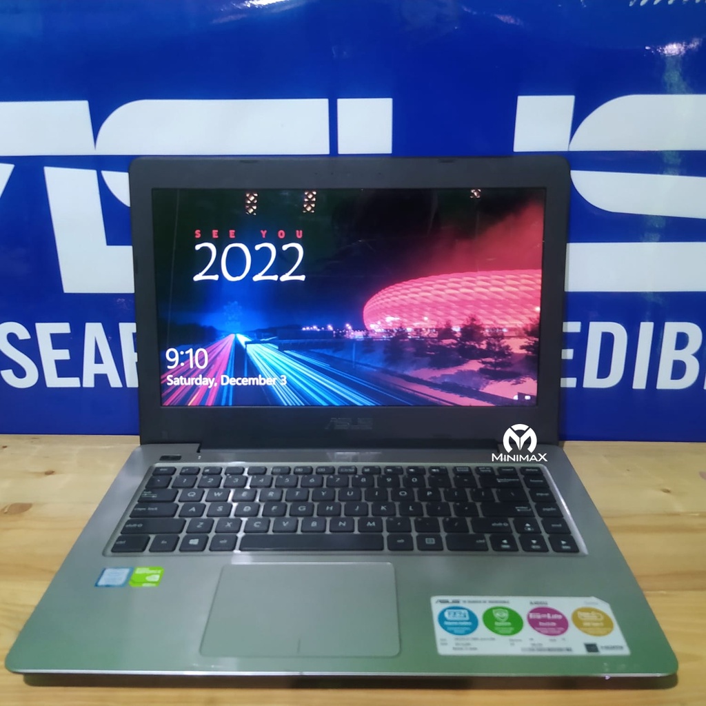 Asus A456URK Laptop i5 dual vga nvidia Ram 8 ssd 128gb hdd 1TB mulus slim cocok buat gaming n render