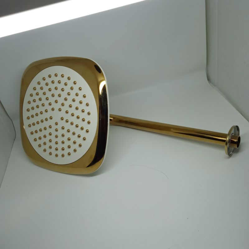 Terbaru Wall shower 8 inch Gold White Shower Only 8261