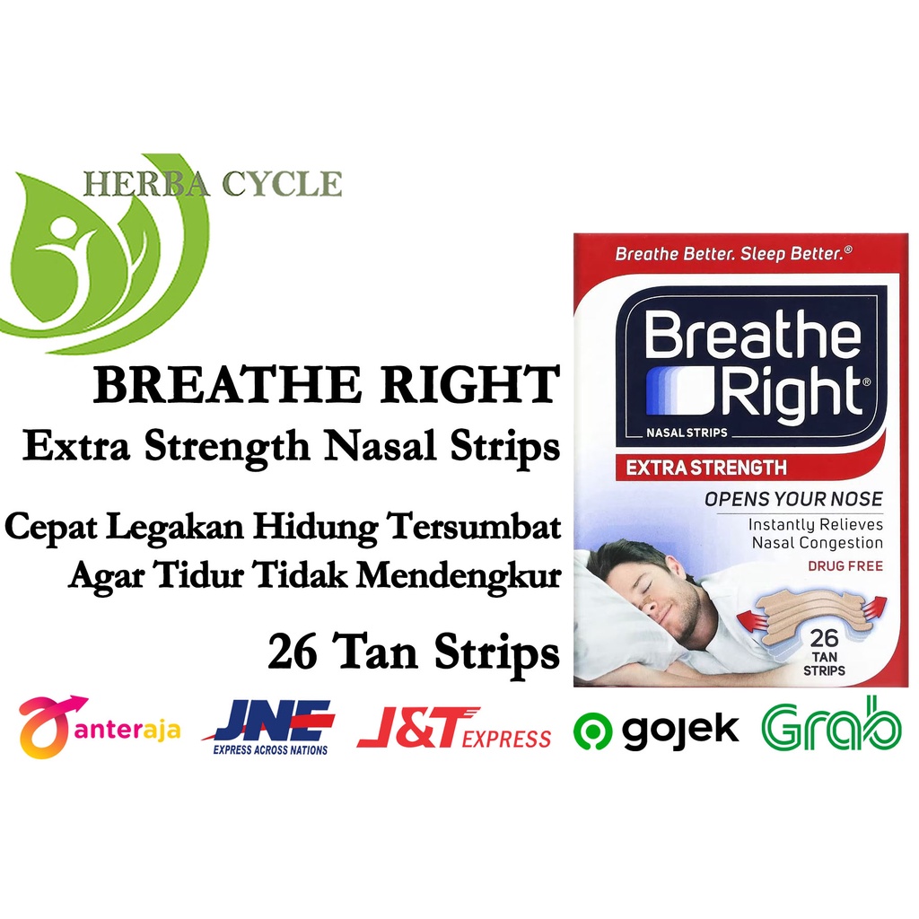 Breathe Right Extra Strength Nasal Strip 26 Tan Strips Legakan Hidung Tersumbat Cegah Ngorok ORI USA