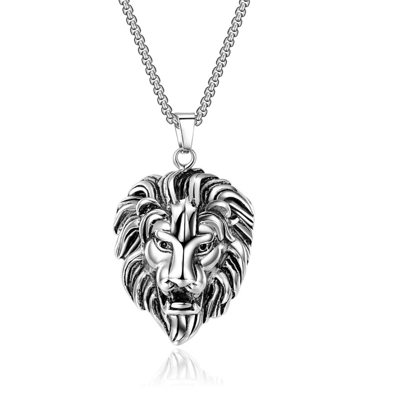 2022fashion Kepala Singa Liontin Kalung Unisex Kepribadian Lion King Liontin Kalung Vintage Sweater Rantai Fashion Perhiasan Hadiah Grosir