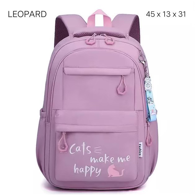 Tas Ransel Anak Sekolah Perempuan Sd Smp Motif Kucing Happy