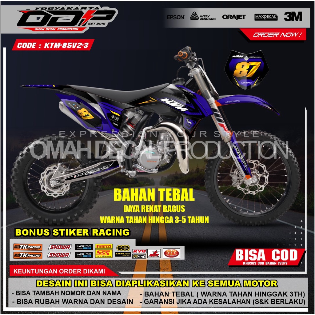 DECAL KTM 250 FULL BODY DEKAL BODY SET KTM 85 2013 - 2016 EXC 2020 NEW STICKER MOTOR KTM85 NEW STIKE