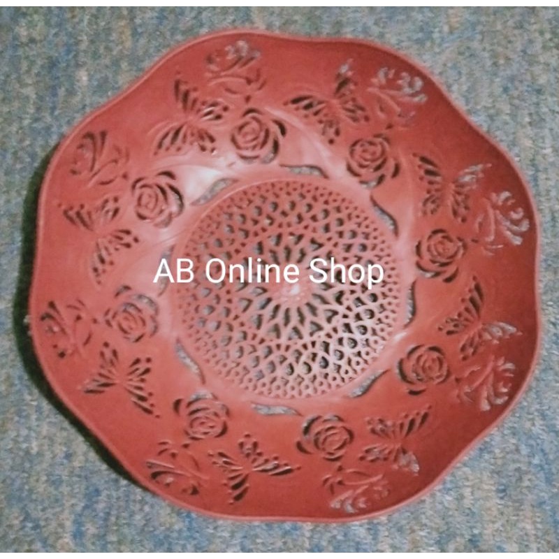 Piring plastik motif bunga 1 lusin
