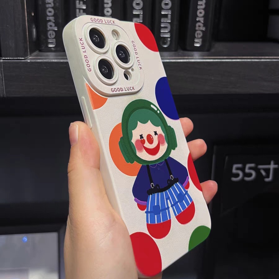 IPHONE Ins Motif Badut Cocok Untuk Iphone14 14pro 14Plus 14prm Iphone13 13pro 13prm Iphone11 7Plus 8Plus Xr XS 12 Pro Max Empat Sudut Casing Ponsel Tahan Guncangan