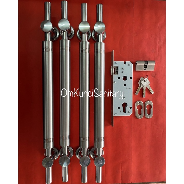 Pull Handle Pintu Rumah Tarikan Pintu Double Gagang Pintu Bulat Sunduk Stainless Panjang 50cm Set Ko