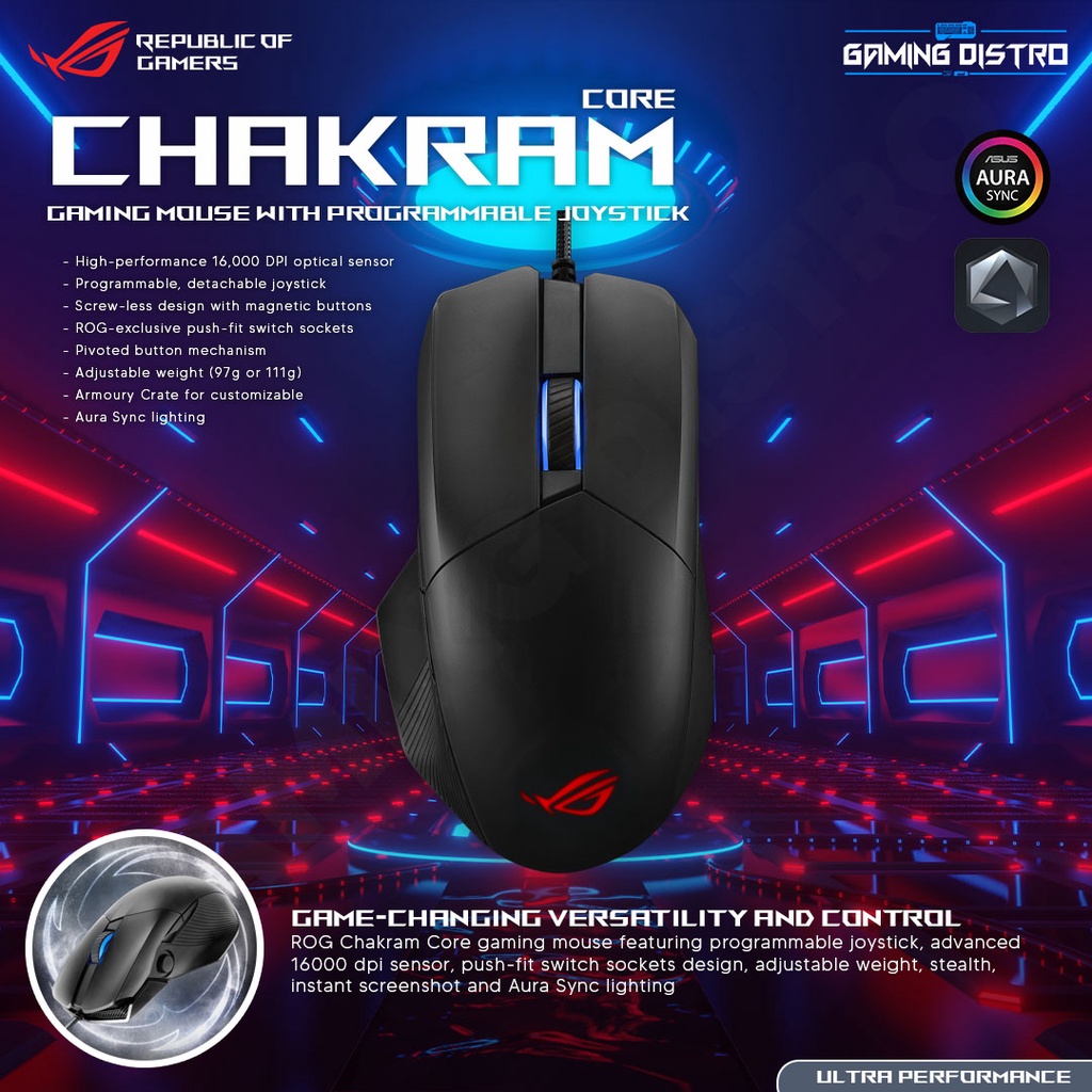 Mouse Gaming ASUS ROG / ROG Chakram Core Ergonomic Design