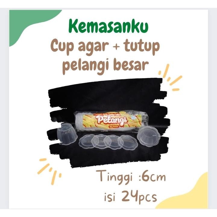 Cup Agar/Puding Bening Besar  Pelangi Isi 24 Pcs
