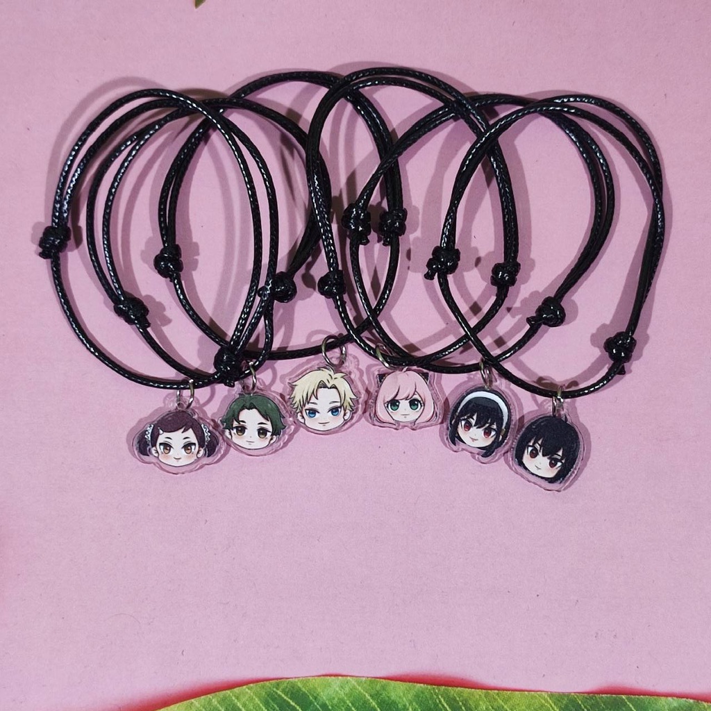 Bracelet Anime Spy x Family - Gelang Tali Single Charm - versi kaitan gantungan akrilik Anya - Yor -