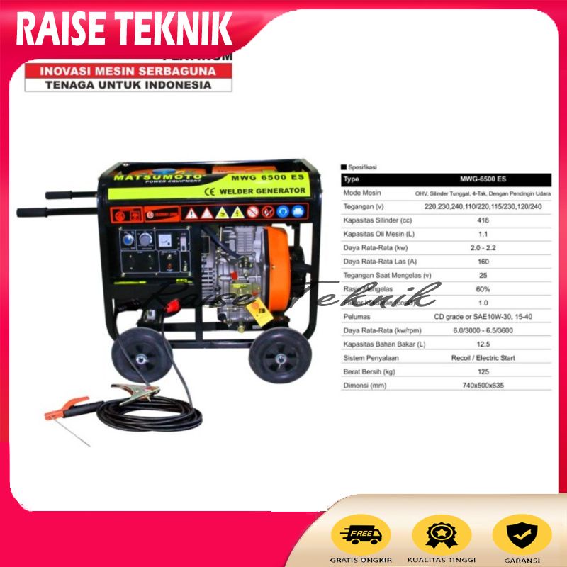 MESIN LAS DIESEL SOLAR STATER MATSUMOTO MWG 6000 ES WELDER GENERATOR