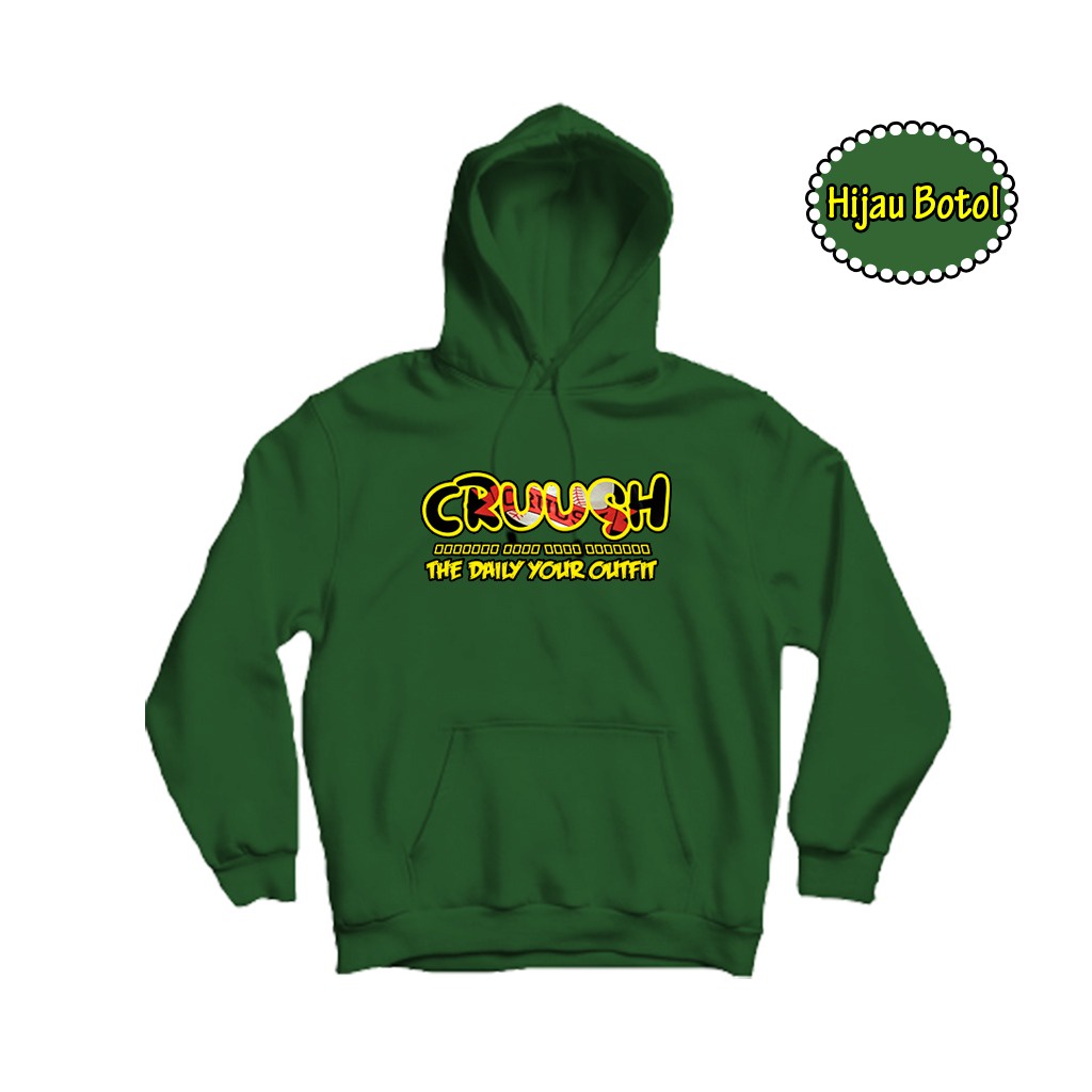 CRUUSH - Jaket Hoodie Cruush Hijau Botol Premium Unisex - Sweater Hoodie Cruush Pria Wanita Bahan Fleece Tebal