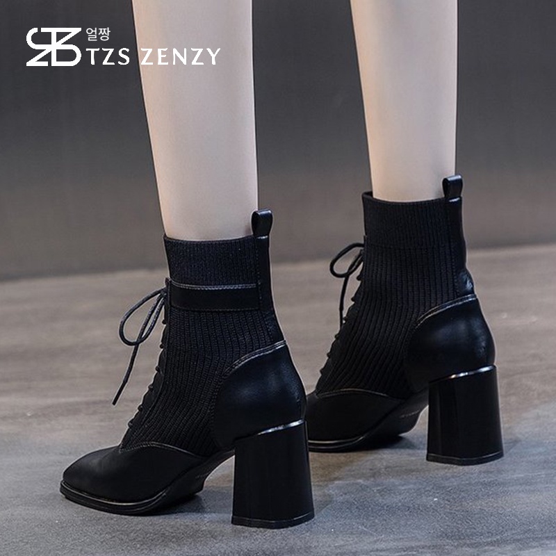 official tzs zenzy clarine heels - sepatu boots heels wanita - boots heels modis - boots heels