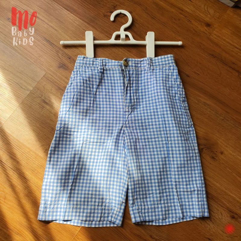 CELANA PENDEK ANAK POLO RALPH LAUREN SIZE 7 KOTAK BIRU PUTIH PRELOVED N145