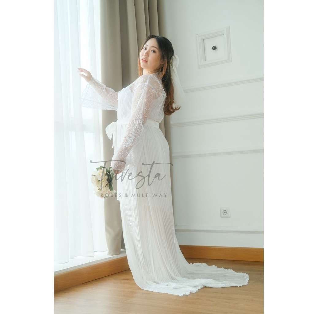 [BIG SIZE]  Clarkia Robe- Flower Endurance Collection - KIMONO ROBE PENGANTIN / BRIDESMAID WEDDING ROBE