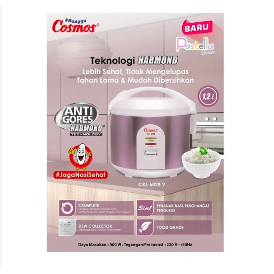 [ Cosmos ] Rice Cooker / Magic Com Cosmos CRJ 6028 V Harmond anti gores 1.2Liter!