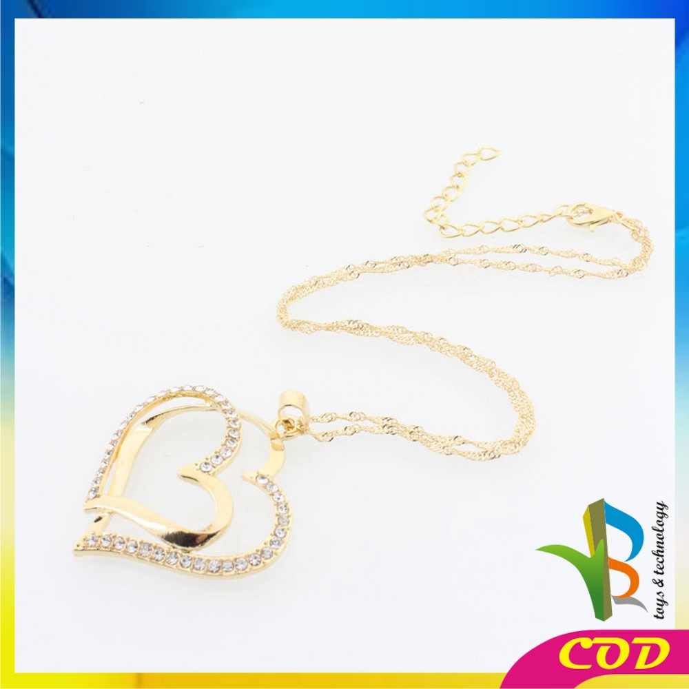 RB-K120 Kalung Anting Set Motif Hati Kalung Rantai Anti Karat Fashion Wanita Korea Aksesoris