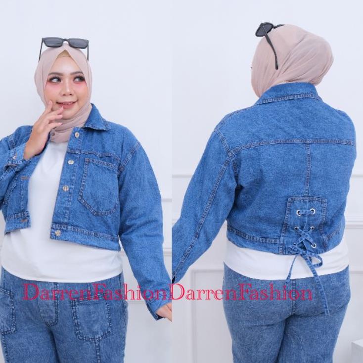 Chekout Jaket Crop Jumbo Big Size. Jaket Crop Wanita Jumbo Murah . Jaket Oversize Over Size