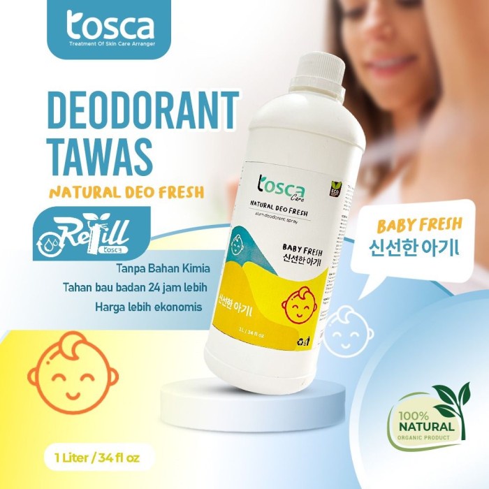 Tosca Natural Refill 1 Liter Deo Fresh (Deodorant Tawas) Alami Wangi Segar Refill 1L - Deodorant Tosca Isi Ulang 1 Liter