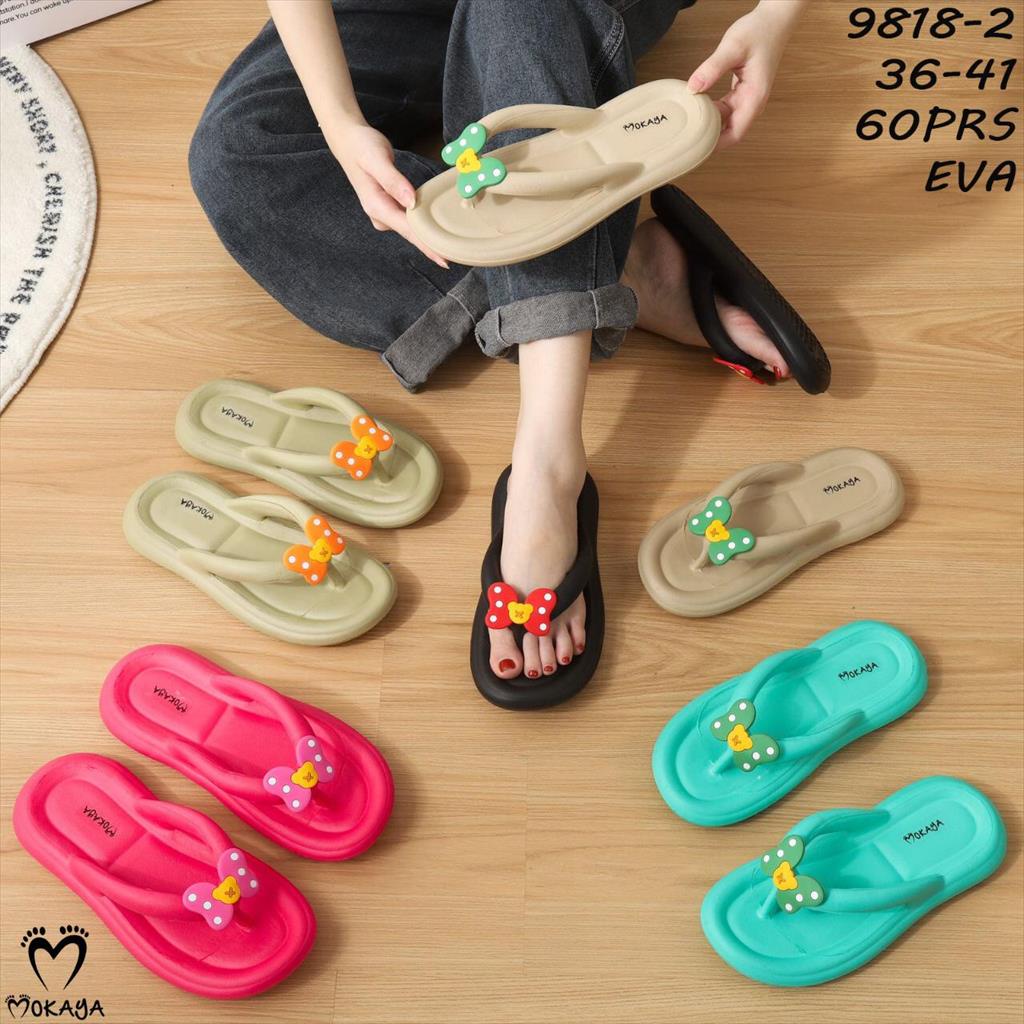 Sandal Jepit Wanita Rubber Eva Butterfly Polkadot Super Cute Ringan Empuk Kekinian Import Mokaya / Size 36-41 (9818-2)