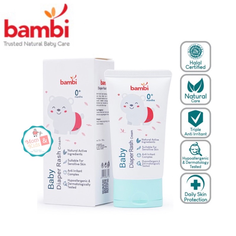 Bambi Baby Diaper Rash Cream 50ml (Tube) | Krim Ruam Popok Bayi